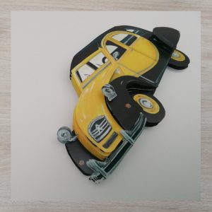 Kit création 2 chevaux rétro charlestonne noire/jaune 3D