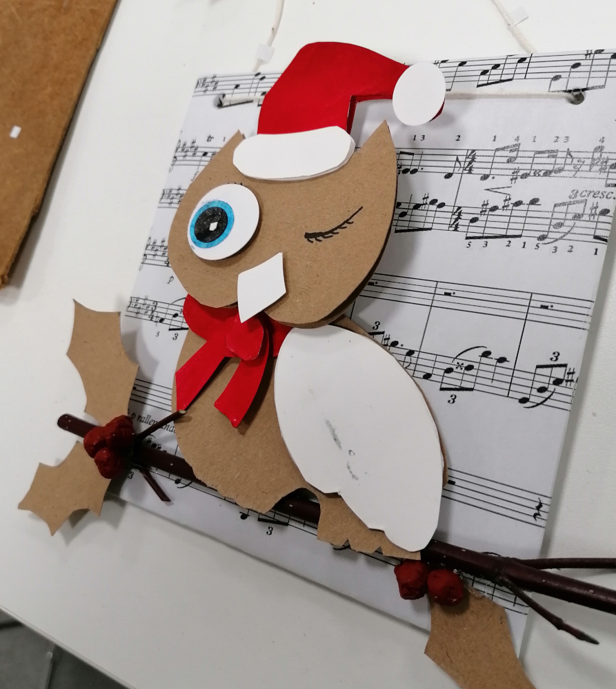 petit hibou de noel en volume création originale lespapillonsapprivoises