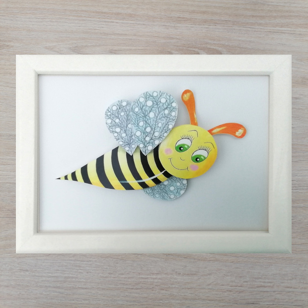 kits DIY abeille petite abeille mignonne en 3D cadre blanc