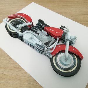 Kit moto 3D DIY créatif bécane ancienne rouge