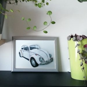 kit 3D voiture coccinelle en relief voiture retro ww argente