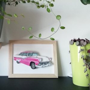 kit creatif 3d voiture ancienne cadre naturel cadillac rose ancienne