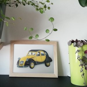 kits diy La Deudeuche 2 CV Citroën ancienne, modèle charleston jaune et noire à faire soi meme