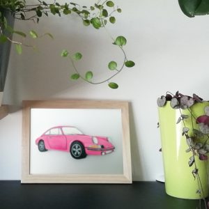 kit voiture porsche rose en 3D les papillons apprivoises