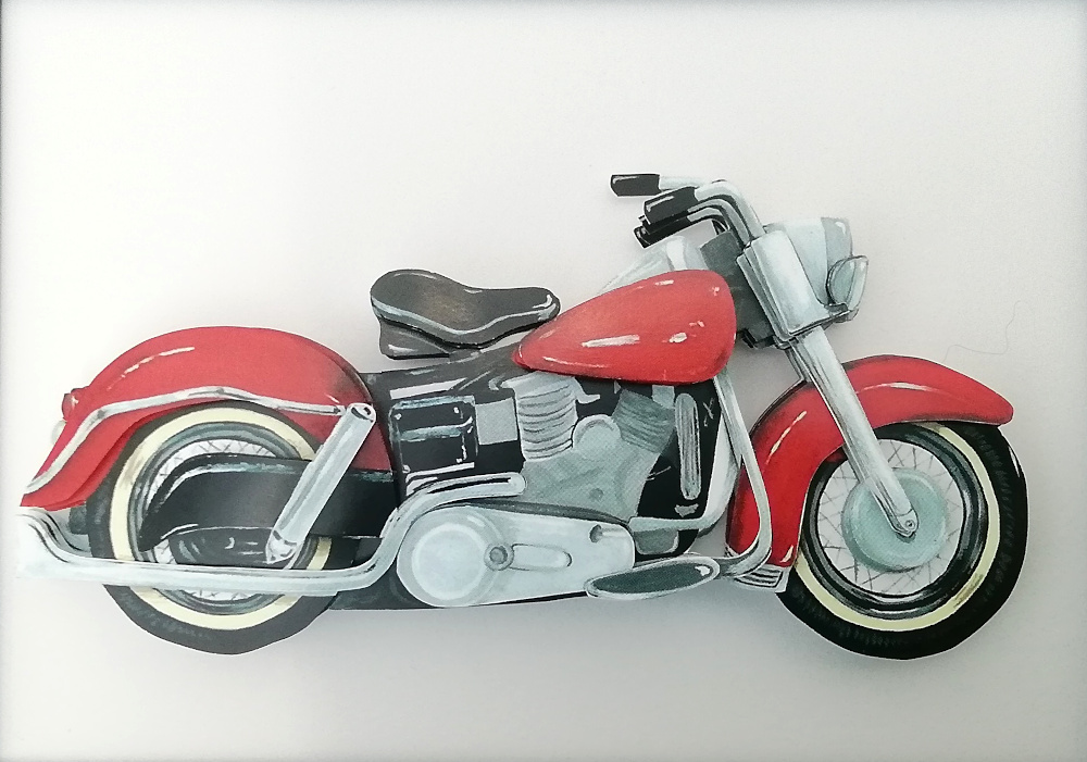 moto ancienne retro en volume 3D les papillons apprivoises