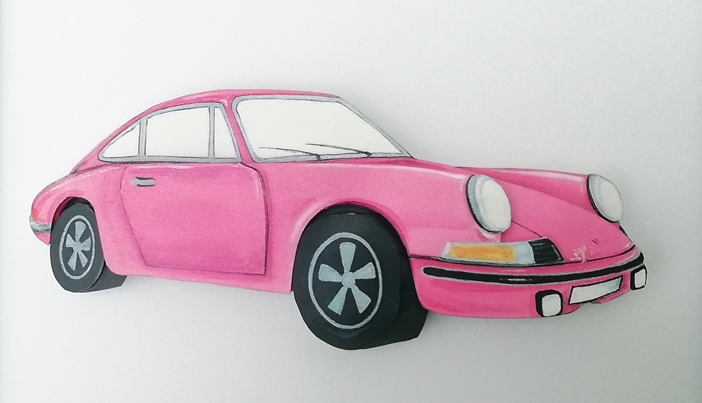 voiture ancienne de collection porsche rose 911