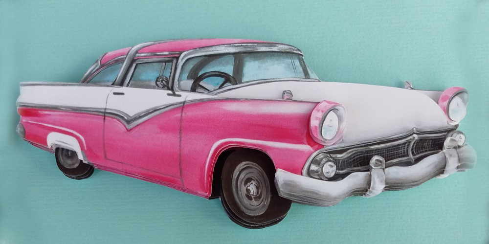 voiture américaine mercury rose chromes ancienne retro